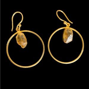 18k gold plated with natural raw stone Earrings